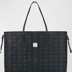 MCM Large Black Monogram Tote Bag
